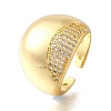 Brass Micro Pave Cubic Zirconia Open Cuff Rings for Women RJEW-K292-09G-4