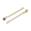 Ion Plating(IP) 316 Surgical Stainless Steel Curb Chain Extender with Natural Amethyst Round Charm STAS-A097-01G-16-2