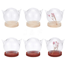 DELORIGIN 6 Sets 2 Colors Cat's Head Glass Dome Cover AJEW-DR0001-07