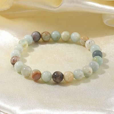 Natural Amazonite Bead Stretch Bracelets BJEW-K212-B-007-1