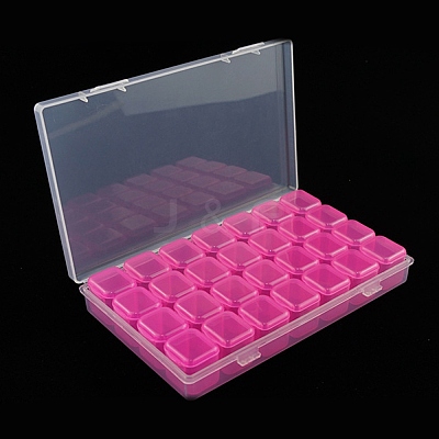 Transparent Plastic 28 Grids Bead Containers CON-PW0001-031B-1