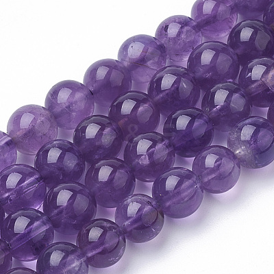 Natural Amethyst Beads Strands X-G-Q961-17-6mm-1