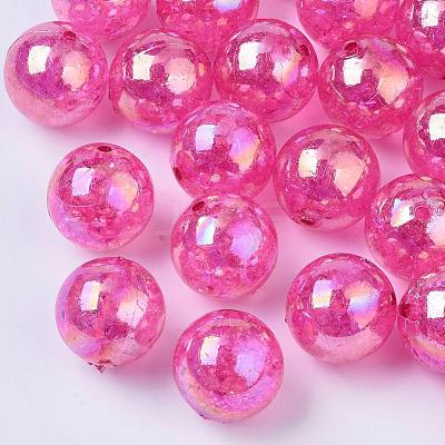AB Color Transparent Crackle Round Acrylic Beads CACR-S006-06-1