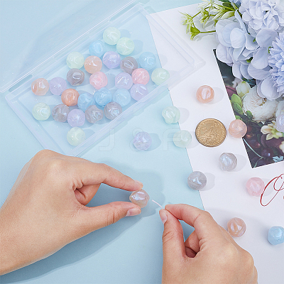48pcs 6 colors Opaque Acrylic Beads OACR-SC0001-80-1