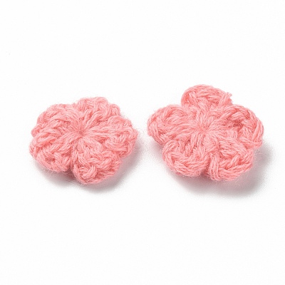 Peach Blossom Handmade Crochet Cotton Ornament Accessories AJEW-WH0326-53H-1