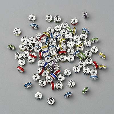 Brass Grade A Rhinestone Spacer Beads RSB034NF-1