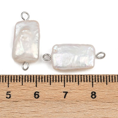 Natural Freshwater Pearl Keshi Pearl Rectangle Connector Charms STAS-D378-18P-1