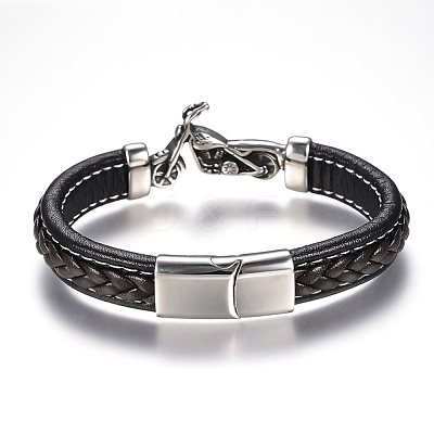 Men's Braided Leather Cord Bracelets BJEW-H559-10C-1