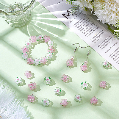30Pcs 2 Colors Handmade Lampwork Beads LAMP-WR0001-06-1