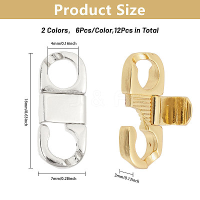 12Pcs 2 Colors Rack Plating Brass Fold Over Clasps KK-CA0002-66-1