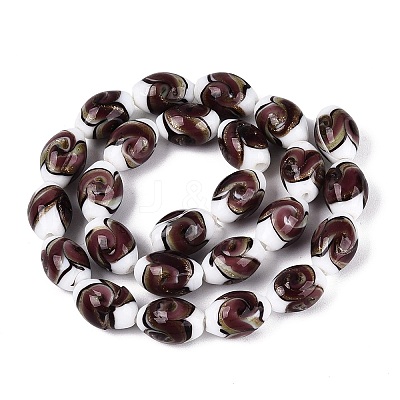 Handmade Gold Sand Lampwork Beads Strands LAMP-Q041-09E-1