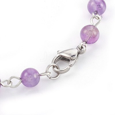Natural Amethyst Beads Bracelets BJEW-JB03954-03-1