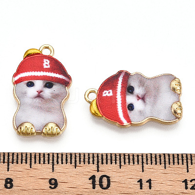 Printed Light Gold Tone Alloy Pendants LS-ENAM-N056-208F-1