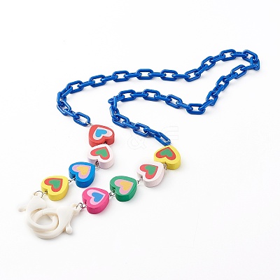 Heart Natural Dyed Wood Beaded Necklaces NJEW-JN03528-1