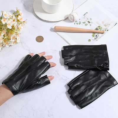 PU Leather Shalf-finger Gloves AJEW-CL0003-32-1