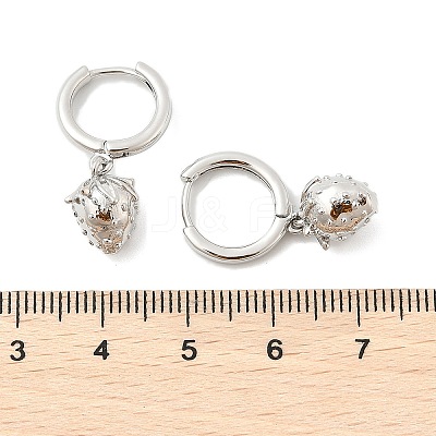 Brass Strawberry Hoop Earrings EJEW-M077-19P-01-1