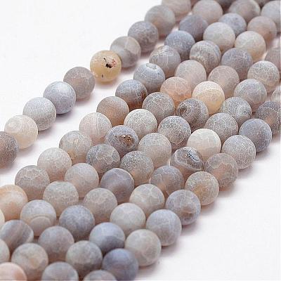 Frosted Natural Weathered Agate Beads Strands G-F374-8mm-02-1