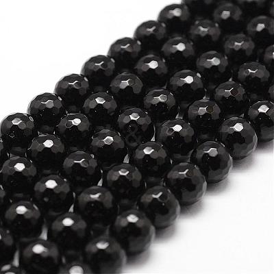 Natural Dyed & Heated Black Onyx Beads Strands G-D840-22-6mm-1