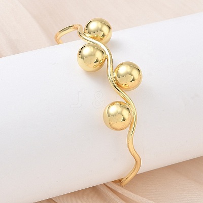 Wave Brass Cuff Bangles BJEW-C157-04G-1