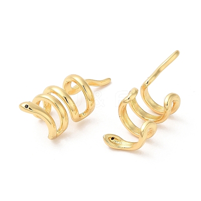 Rack Plating Brass Snake Cuff Earrings with Cubic Zirconia EJEW-D061-37G-1
