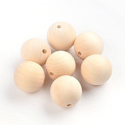 Round Unfinished Wood Beads WOOD-Q008-35mm-LF-1