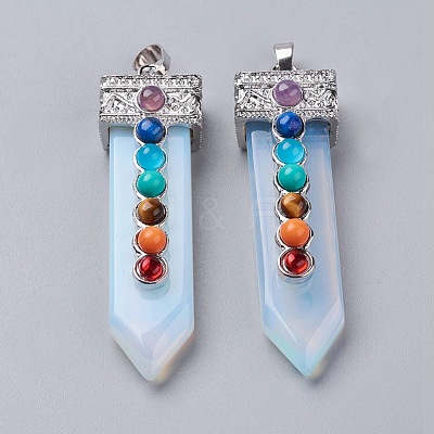 Opalite with Synthetic & Natural Mixed Stone Chakra Big Pendants G-E415-A04-1