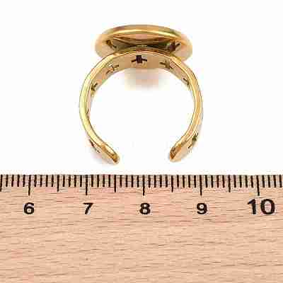 Hollow Cross 304 Stainless Steel Cuff Ring Components SA-CBA098D-02G-E-1