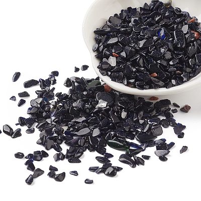 Synthetic Blue Goldstone Chips Beads G-O103-25-1