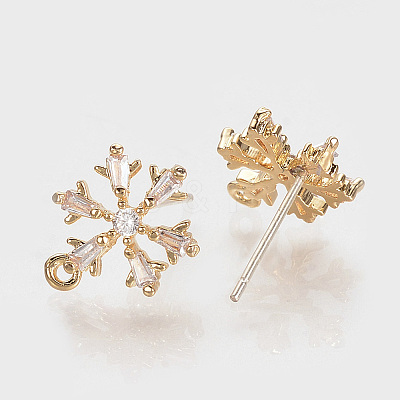 Brass Cubic Zirconia Ear Stud Findings KK-S336-30G-1