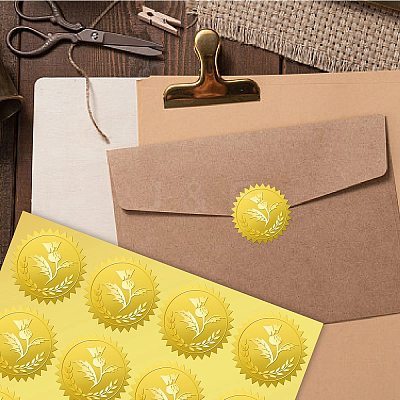 34 Sheets Self Adhesive Gold Foil Embossed Stickers DIY-WH0509-052-1