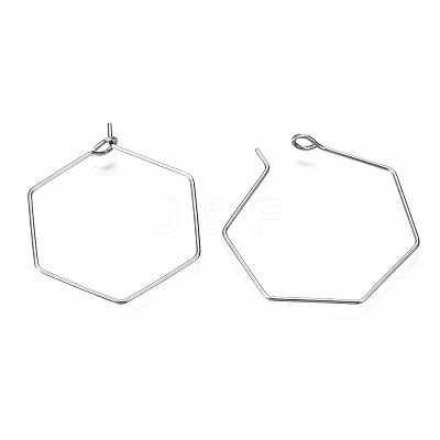 304 Stainless Steel Hoop Earring Findings STAS-S117-009B-01-1