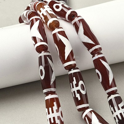 Rice Shape Tibetan Style dZi Beads Strands G-A269-A03-01-1