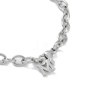 Brass Cable Chain M Charm Bracelet Making KK-U020-11P-1