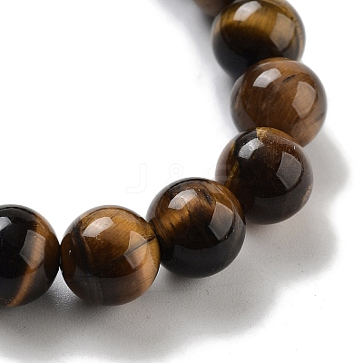 Round & Cat Head Natural Tiger Eye Beaded Stretch Bracelets for Women BJEW-K251-03D-1