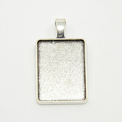 Tibetan Style Alloy Rectangle Pendant Cabochon Settings X-TIBEP-M021-A-05AS-RS-1