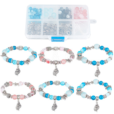 DIY Ocean Theme Stretch Bracelet Making Kit DIY-SC0021-55-1