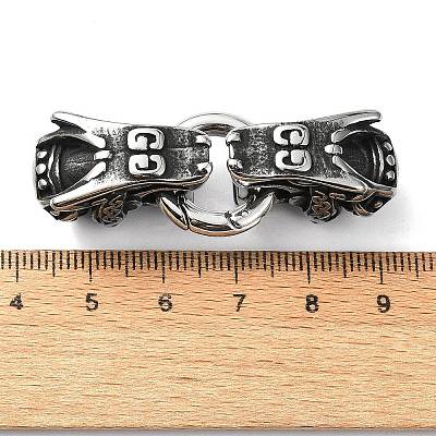 Tibetan Style 304 Stainless Steel Spring Gate Rings FIND-Z046-04AS-02-1