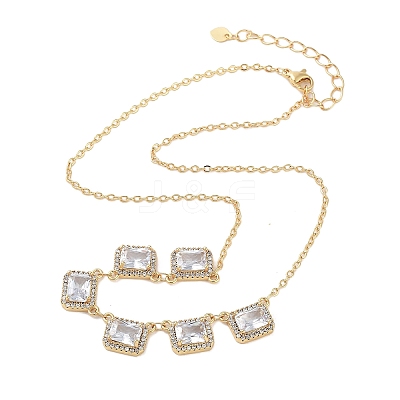 Rack Plating Brass Micro Pave Cubic Zirconia Necklaces NJEW-M215-02G-02-1