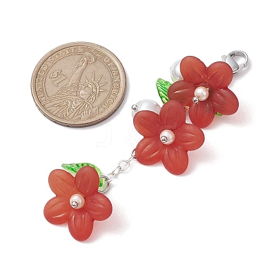 Transparent Acrylic Flower Pendant Decorations HJEW-JM01778-1