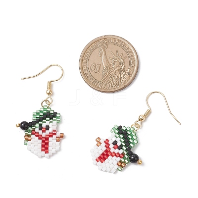 304 Stainless Steel Glass Christmas Theme Dangle Earrings EJEW-MZ00527-03-1