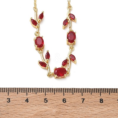 Brass Pave Cubic Zirconia Rose Flower Link Cable Chain Necklaces for Women NJEW-C121-05B-07G-1