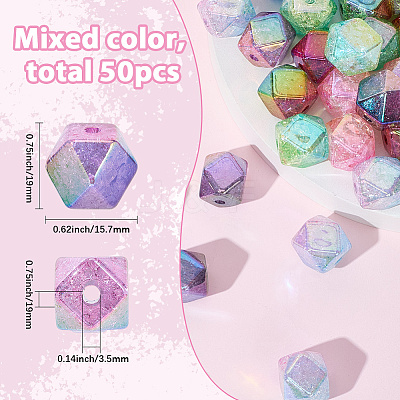 50Pcs Transparent Crackle Acrylic Beads OACR-SC0002-50-1