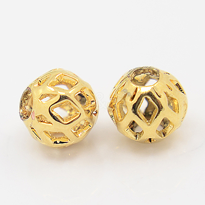 Brass Filigree Beads X-KK-C2988-G-1