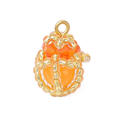Luminous Handmade Glass Seed Beaded Teardrop Pendants PALLOY-MZ00962-04-1