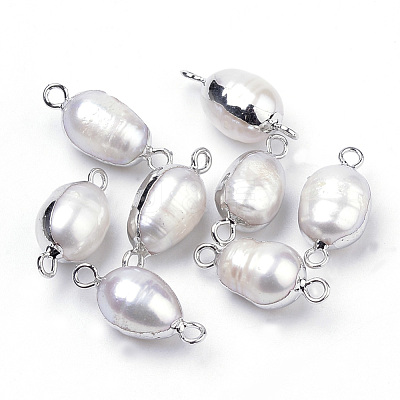 Plated Natural Baroque Pearl Keshi Pearl Links connectors PEAR-S012-07-1