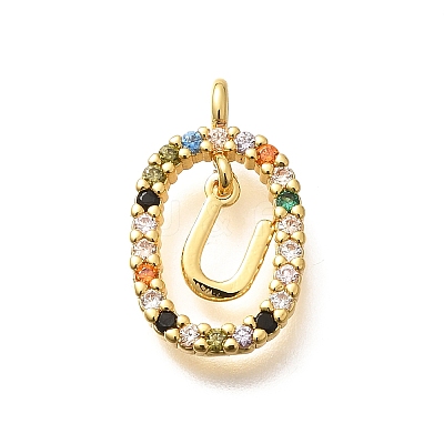 Brass Micro Pave Cubic Zirconia Pendants ZIRC-P123-01G-U02-1