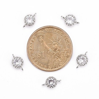 Flower Brass Micro Pave Cubic Zirconia Links X-ZIRC-L054-09P-NR-1