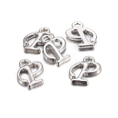 Platinum Plated Alloy Letter Pendants X-PALLOY-J718-01P-P-1