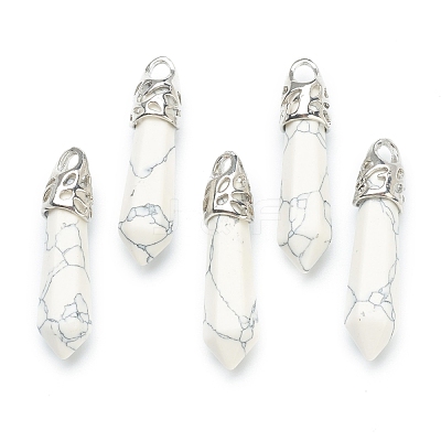 Bullet Natural Howlite Pointed Pendants G-E332-C29-1