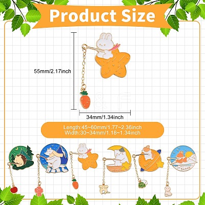 6Pcs 6 Styles Zinc Alloy Enamel Animal Fishing Pins JEWB-CJ0001-56-1